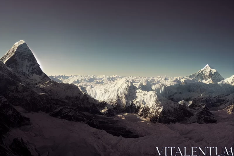 Overhead Sunrise View of Everest Mountain Range AI Image
