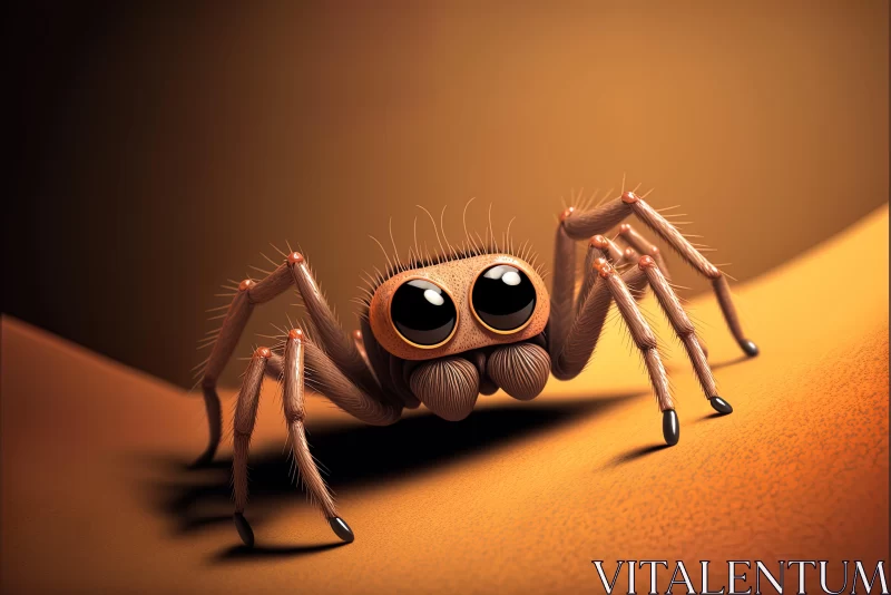 Charming Cartoon Spider Illustration in Desert AI Image