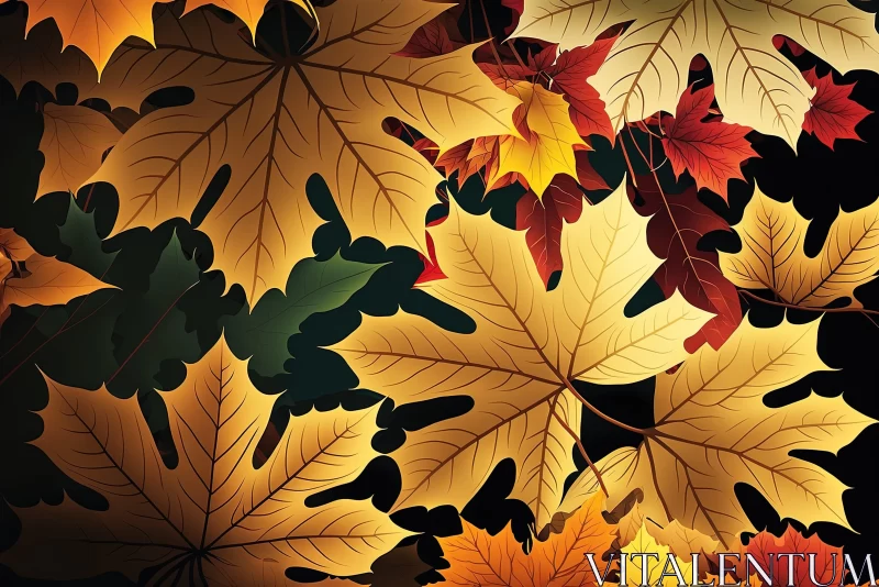 Exquisite Autumn Leaves Wallpaper in Optical Illusion Style AI Image