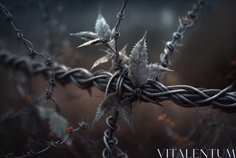 Barbed Wire Border Wallpaper with Naturalistic Proportions AI Image