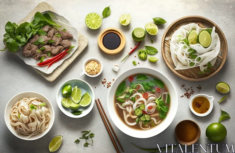 Authentic Vietnamese Cuisine - Photorealistic Artistry in Food Presentation AI Image