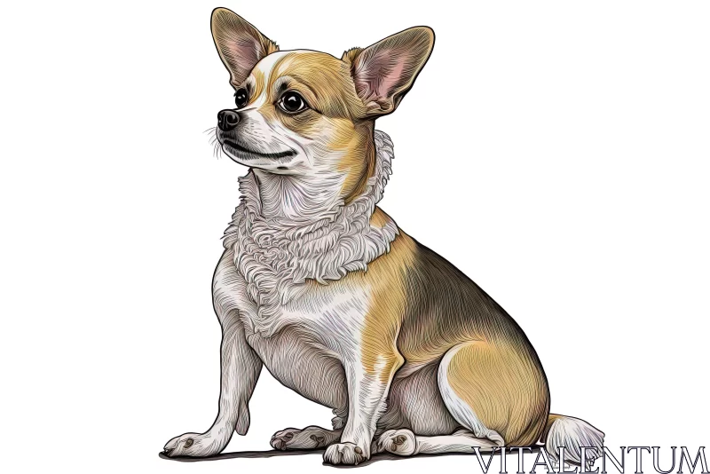 Detailed Chihuahua Portrait in Gold and White AI Image