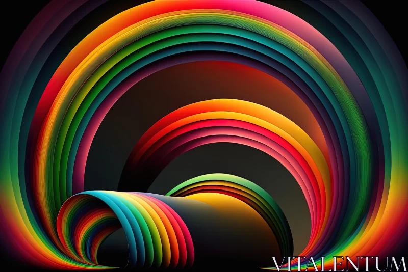 Abstract Rainbow Art in Art Nouveau Style AI Image