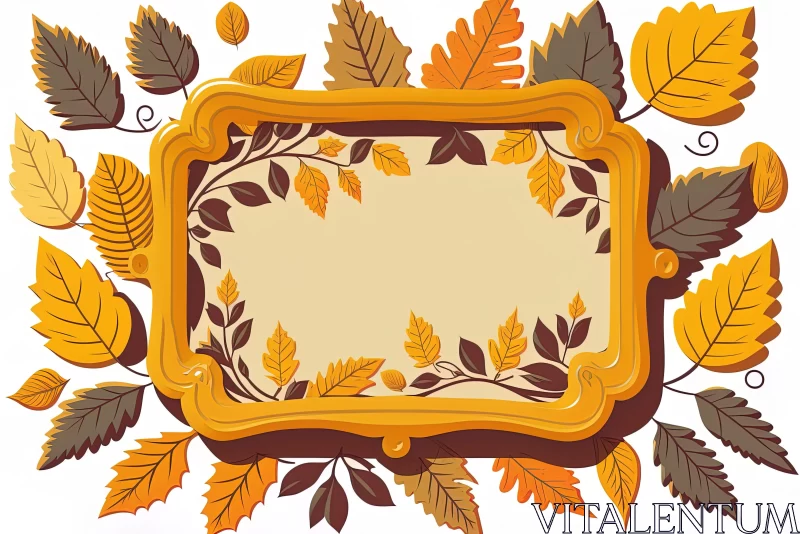 Autumn Nature-Inspired Cartoon-Style Vector Frame AI Image