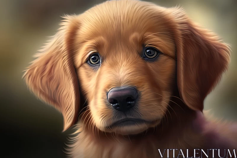 Artistic Portrait of a Golden Retriever Puppy AI Image