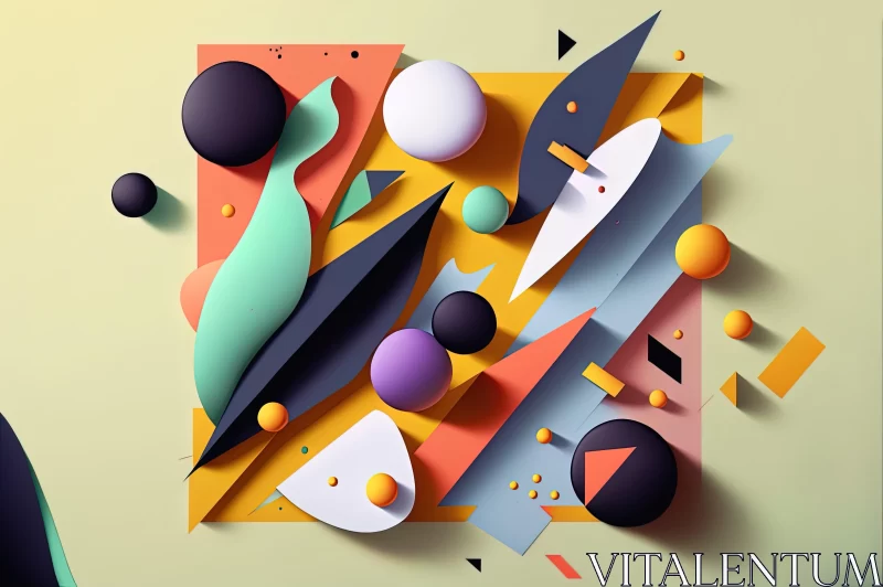 Colorful Abstract Art: Playful Illustrations and Geometric Shapes AI Image