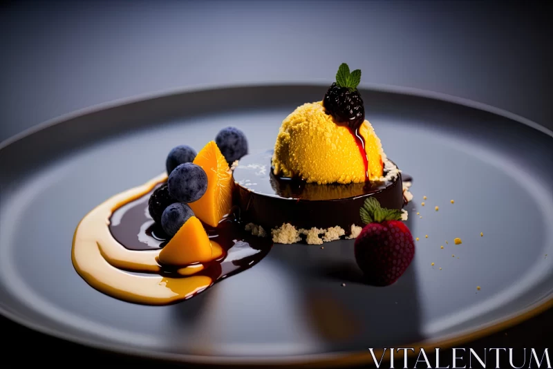 Luxurious Chocolate Dessert with Berries and Fruit - Still Life AI Image