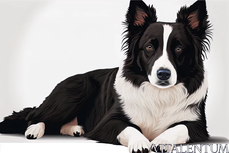 Black and White Border Collie: Detailed Character Illustration AI Image