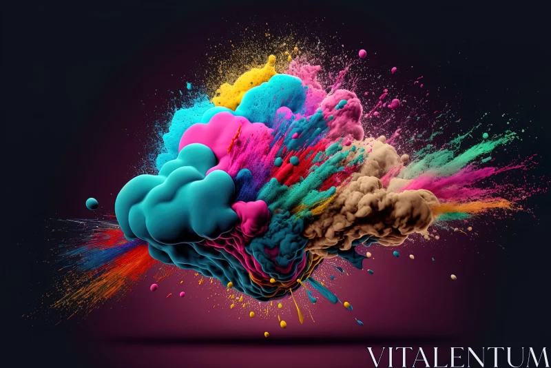Abstract Colorful Paint Splash: 3D Artistic Explosion AI Image