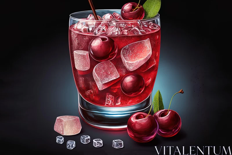 Fantasy Realism in Cherry Cocktail Artwork AI Image