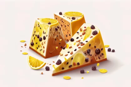 Hyperrealistic Cheese and Berry Composition