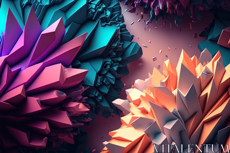3D Art with Jagged Edges and Lush Colors AI Image