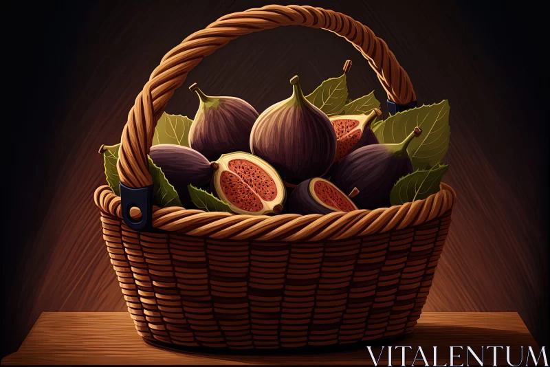 Cartoon Realism - Figs in a Basket Illustration AI Image