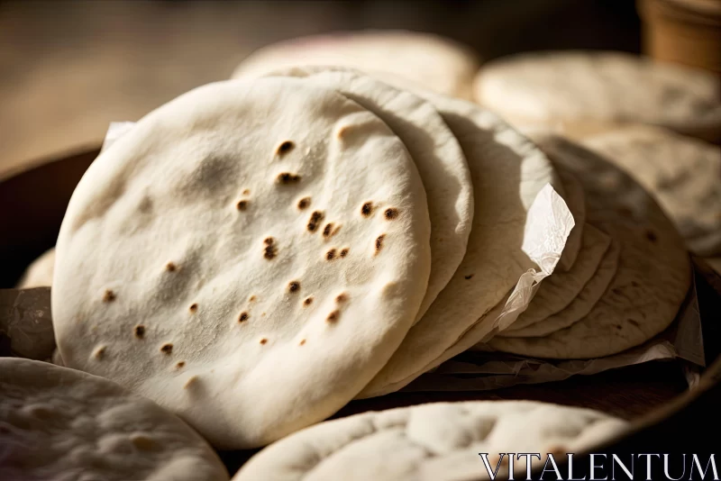 Sunlit Flatbread: A Study in Rustic Food Photography AI Image