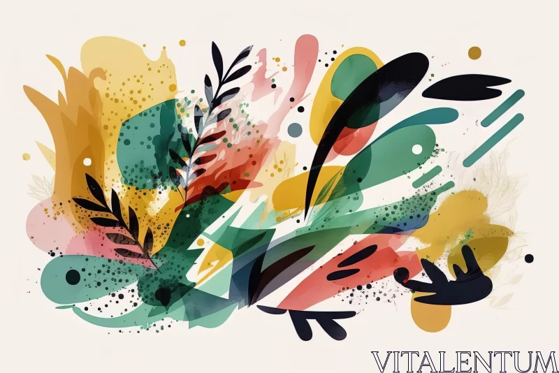 Abstract Floral Painting with Colorful Storytelling AI Image