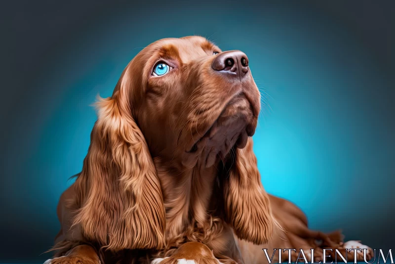 Blue-Eyed Dog on Azure Backdrop - A Study in Soft Light AI Image