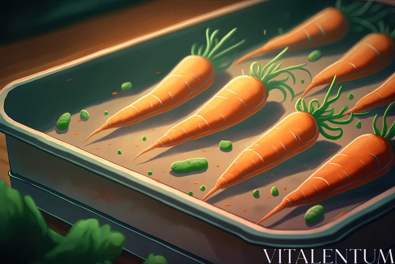 AI ART Artistic Representation of a Tray Full of Cooked Carrots