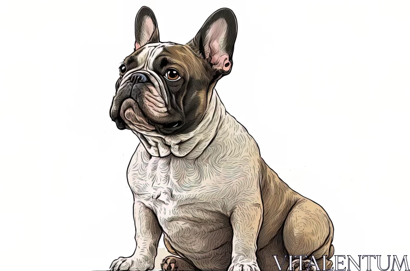 Captivating French Bulldog Illustration in Colorful Caricature Style AI Image