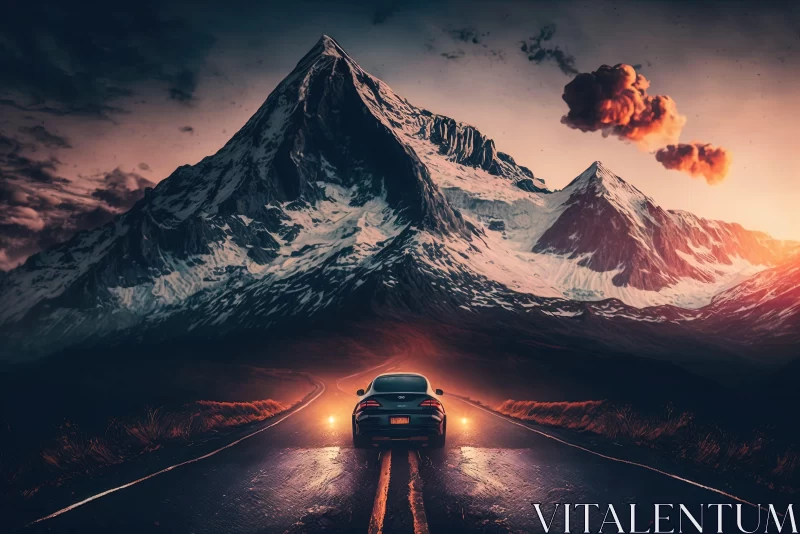 Mountain Road Drive: A Swiss Realism Artwork AI Image