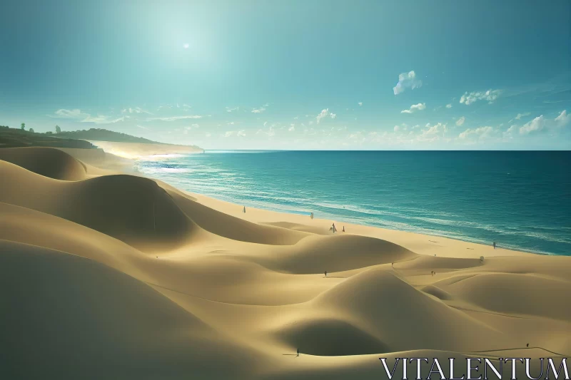 Ocean View from Sand Desert - Photorealism Art AI Image