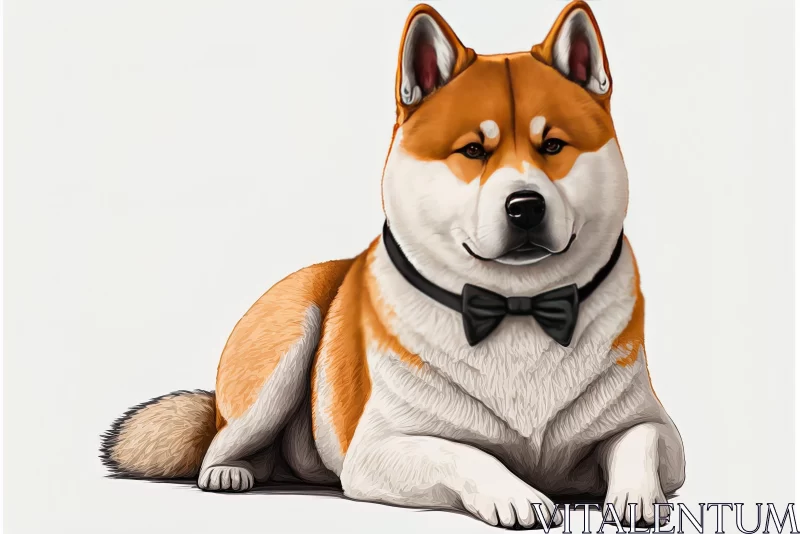 Bow Tie Adorned Dog in Neo-Traditional Japanese Art Style AI Image