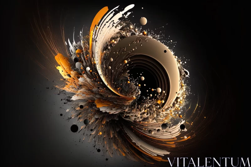 Abstract Spiral Vortex Art in Amber and Black AI Image