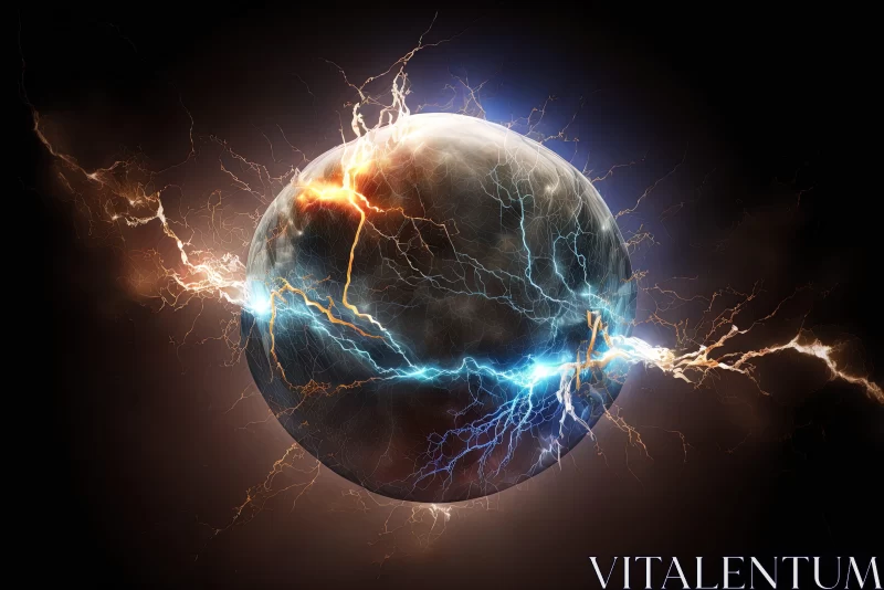 Electric Fantasy: Lightning Sphere in Post-apocalyptic Setting AI Image