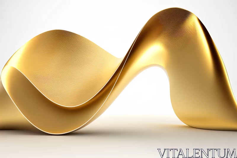 AI ART Golden Wavy 3D Abstract Sculpture - Precisionist Style Artwork