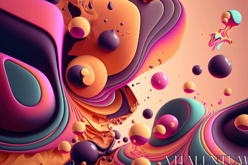 Colorful 3D Abstract Art with Organic Shapes and Vibrant Tones AI Image