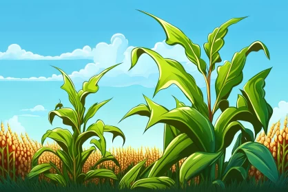 Corn Field Cartoon Illustration for 2D Game Art