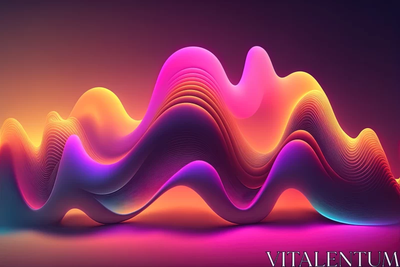 Abstract 3D Music Wave Art in Orange and Magenta AI Image