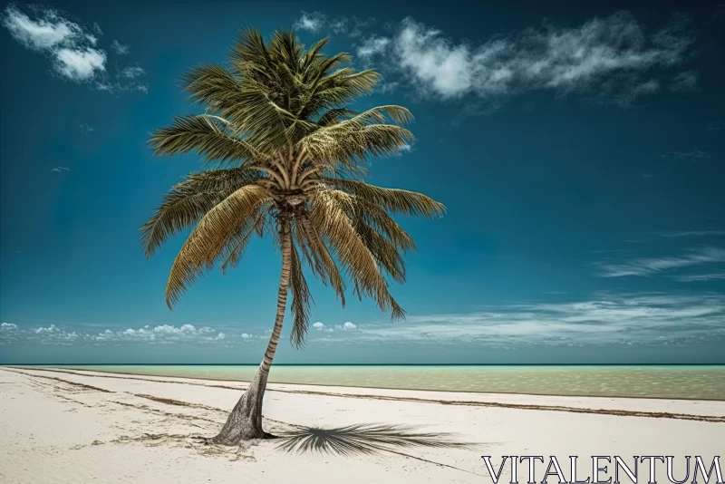 Single Palm Tree on the Beach - Photorealistic Bahamas Landscape AI Image