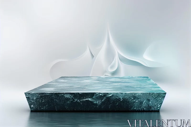 3D Minimalist Ice Water Design With Textured Abstract Features AI Image