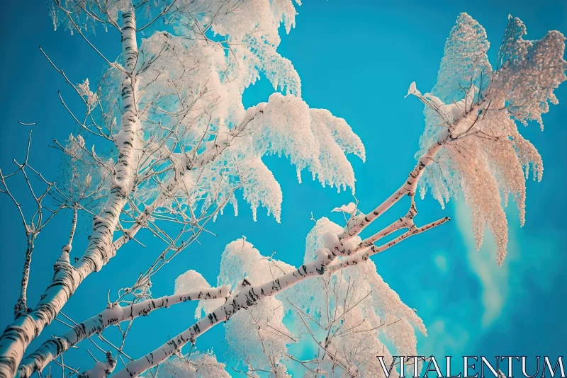 Icy Branches in Light Sky-Blue and Light Beige - Ethereal Nature Wonders AI Image