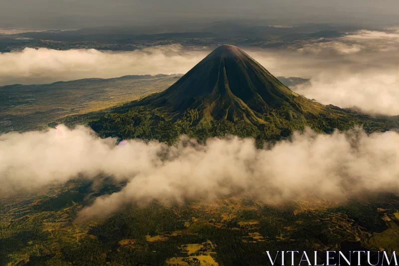 Aerial View of Ro Verde and the Volcano of Picudo - Colombian Landscape AI Image