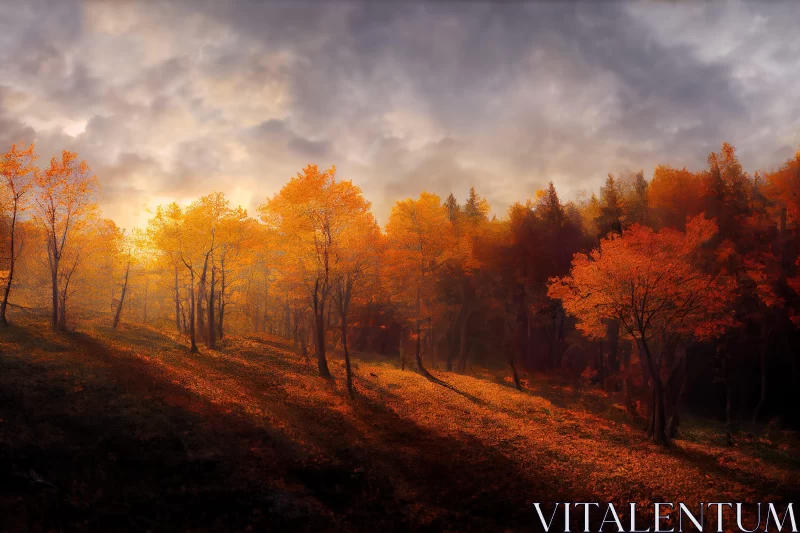 Autumn Colored Field: Slovenian Forestpunk Painting AI Image