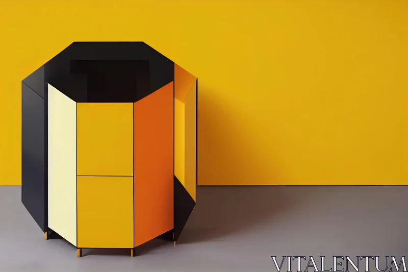 Modern Geometric Furniture - Black and Yellow Cabinet AI Image