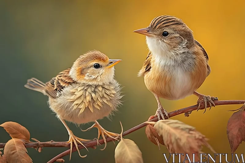 Autumn Sparrows - A Winning Digital Art Representation AI Image