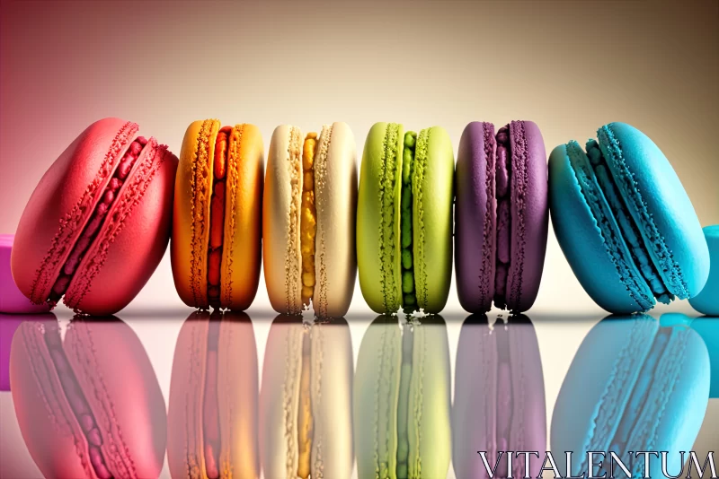 Colorful Array of Glossy Macarons: A Visual Feast AI Image