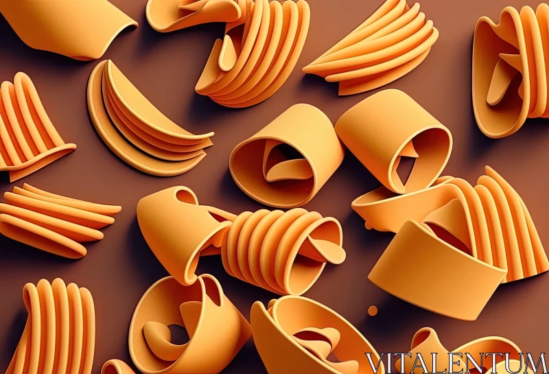 3D Crafted Orange Pasta Tubes in Abstract Style AI Image