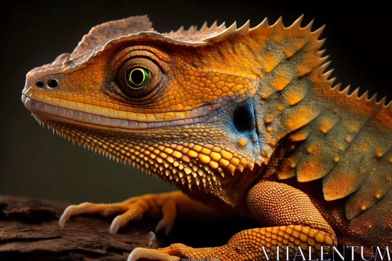 Bearded Dragon in Hyperrealistic Style - A Colorful Reptile Portrait AI Image