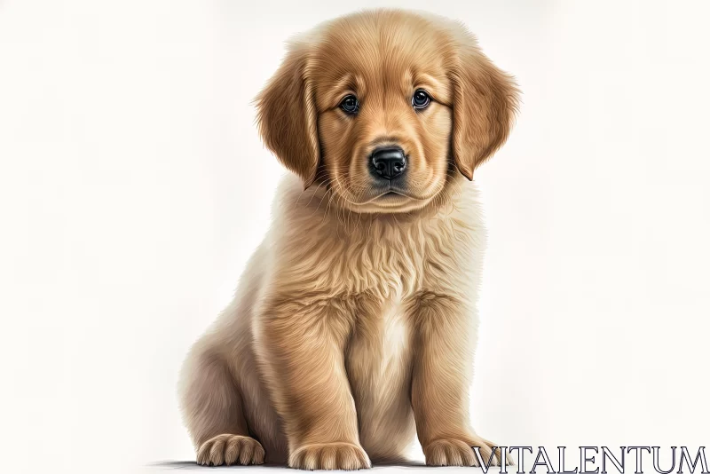 Golden Retriever Puppy Detailed Illustration AI Image