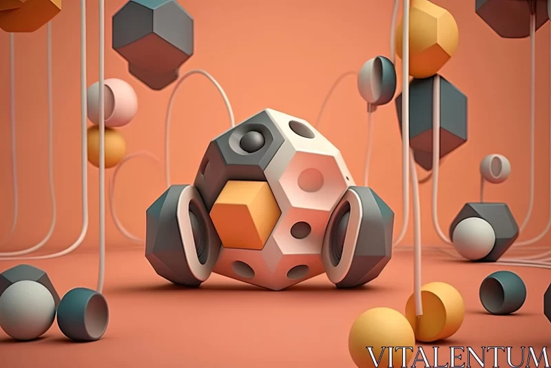 Abstract 3D Geometric Shapes in Playful Fusion AI Image
