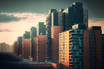 Urban Aesthetic: Retro-Filtered Photorealistic Cityscape