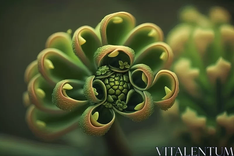 Intricate Green Plant - A Close-up Wildlife Photography AI Image