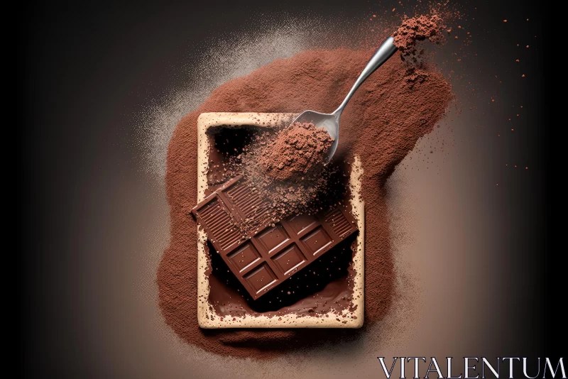 Emotive Portraiture of Chocolate Bar and Cocoa Powder AI Image