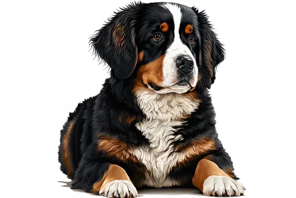 Bernese Mountain Dog Illustration - A Blend of Caricature and Realism