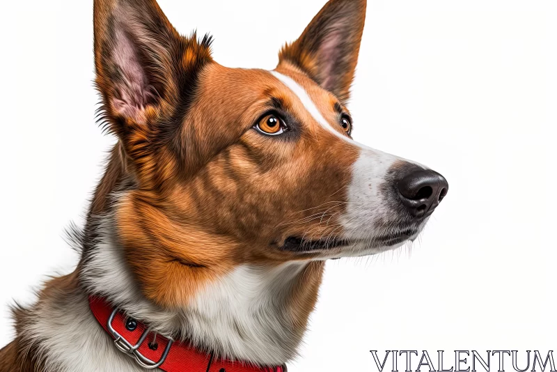 Captivating Studio Portraiture of a Dog with Red Collar AI Image