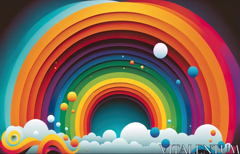 Surrealistic Rainbow Illustration: Blend of Reality and Fantasy AI Image