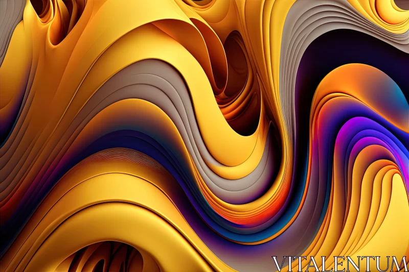 Vibrant Abstract Wallpaper with Surreal Forms and Golden Hues AI Image